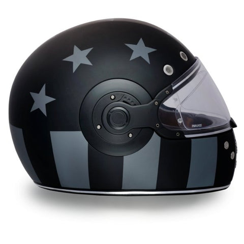 MATTE BLACK & GRAY DAYTONA RETRO CAPTAIN AMERICA MOTORCYCLE HELMET - R6CAS