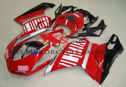 Ducati 1198 (2007-2012) Red, Silver, Black & White Striped Fairings