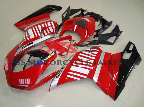 Ducati 1198 (2007-2012) Red, Silver, Black & White Striped Fairings