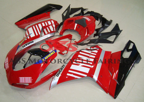 Ducati 1098 (2007-2012) Red, Silver, Black & White Striped Fairings