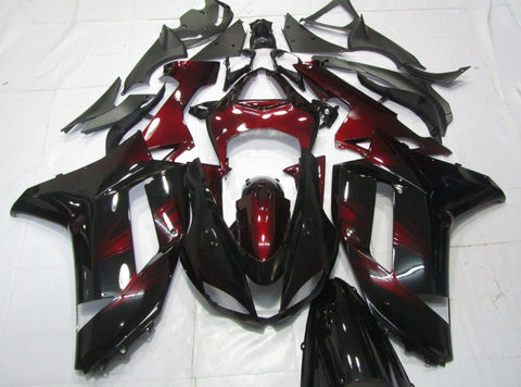 Fairing kit for a Kawasaki Ninja ZX6R 636 (2007-2008) Black & Burgundy Red