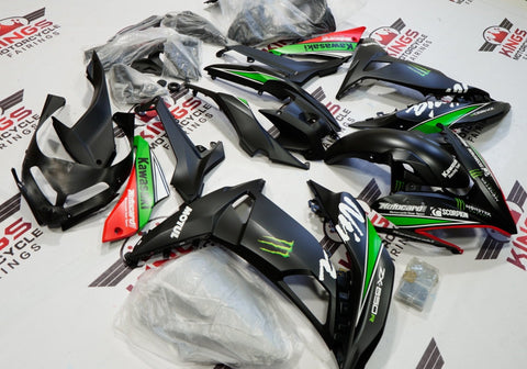 Fairing Kit for a Kawasaki Ninja 650R (2017-2019) Matte Black, Green, Red Monster