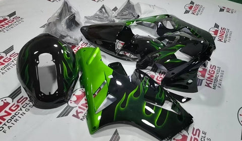 Fairing kit for a KAWASAKI NINJA ZX12R (2002-2006) BLACK & GREEN FLAMES