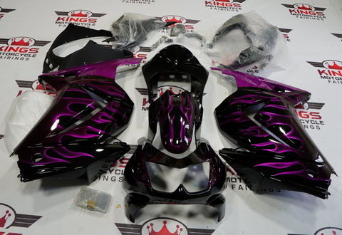 Fairing kit for a Kawasaki Ninja 250R (2008-2013) Black & Purple Flames