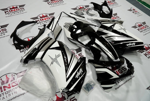 Fairing kit for a Kawasaki Ninja 250R (2008-2013) Black, White & Silver