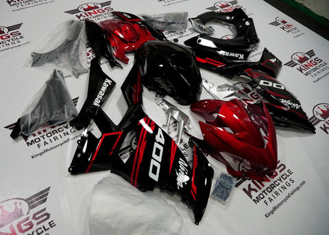 Fairing kit for a Kawasaki Ninja 400 (2018-2023) Candy Red & Black