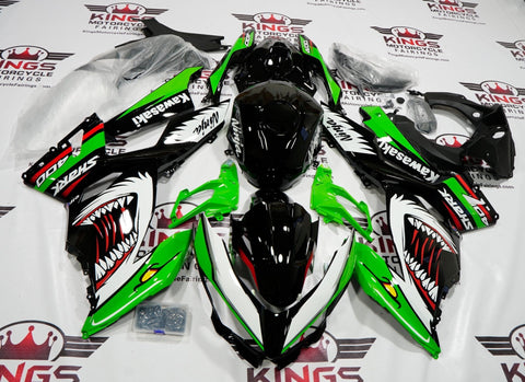 Fairing kit for a Kawasaki Ninja 400 (2018-2023) Green, Black, White & Red Shark