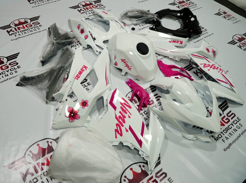 Fairing kit for a Kawasaki Ninja 400 (2018-2023) White & Pink Flowers