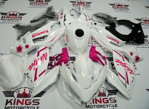 Fairing kit for a Kawasaki Ninja 400 (2018-2023) White & Pink Flowers