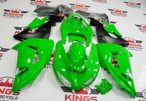 Fairing kit for a Kawasaki Ninja ZX10R (2006-2007) Green & Black