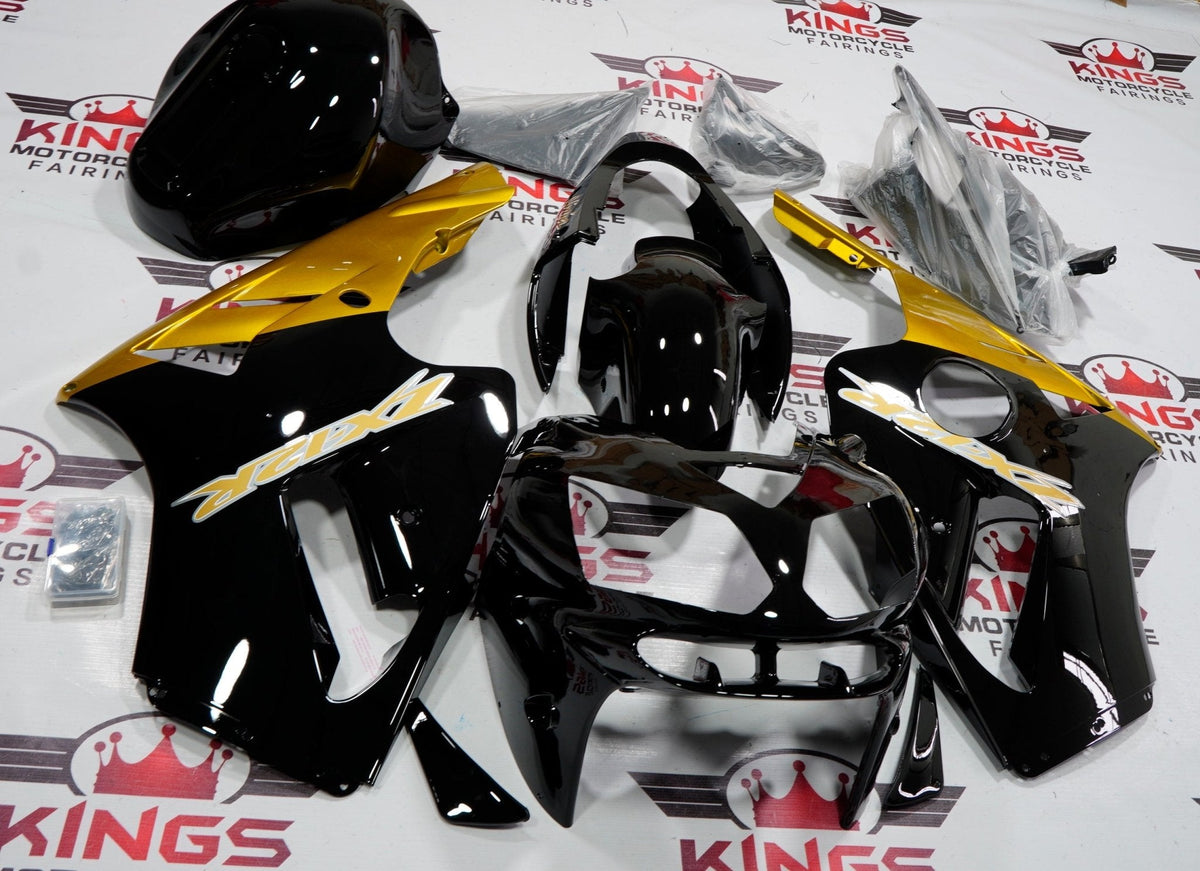 Fairing kit for a Kawasaki Ninja ZX12R (2002-2006) Black, Dark Gold & White