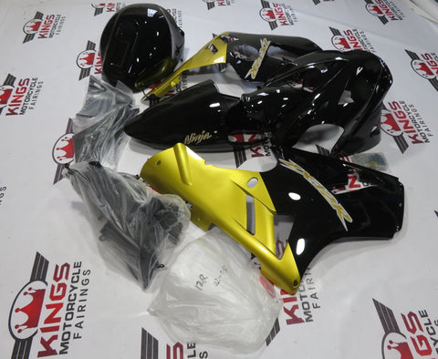 Fairing kit for a Kawasaki Ninja ZX12R (2002-2006) Black, Gold & White