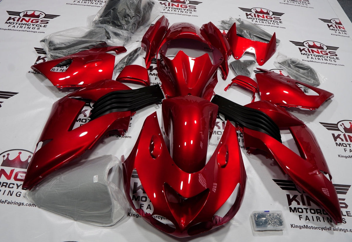 Fairing kit for a Kawasaki Ninja ZX14R (2006-2011) Candy Red & Matte Black