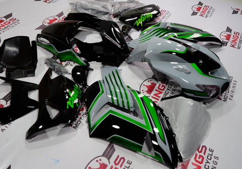 Fairing kit for a Kawasaki Ninja ZX14R (2006-2011) Nardo Gray, Green & Black