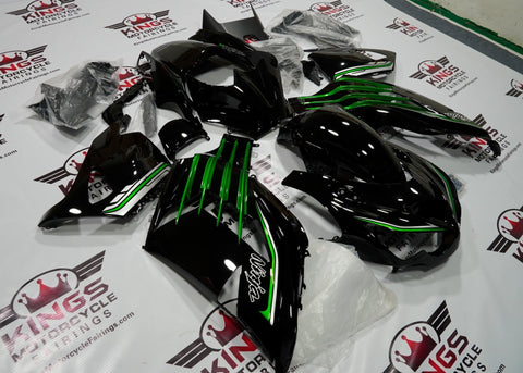 Fairing kit for a Kawasaki Ninja ZX14R (2012-2021) Black, Metallic Green & Silver