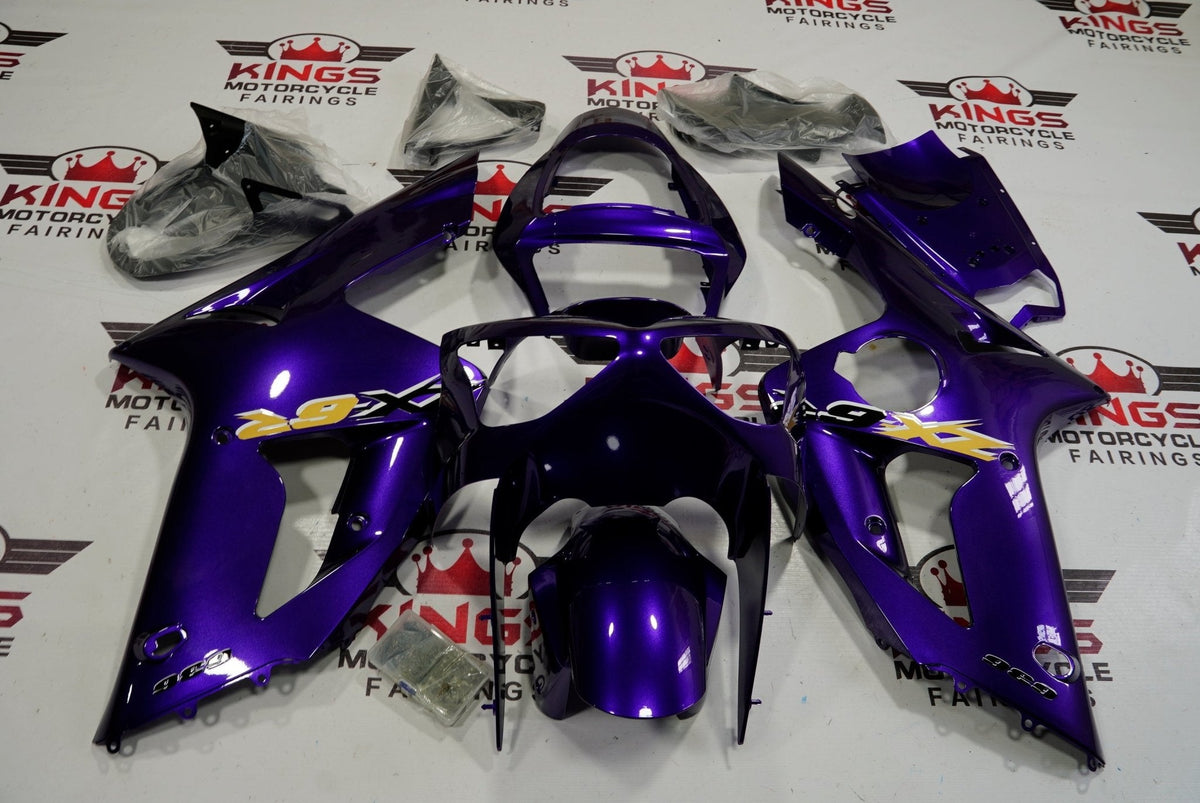 Fairing kit for a Kawasaki ZX6R 636 (2003-2004) Dark Purple, Gold & Black