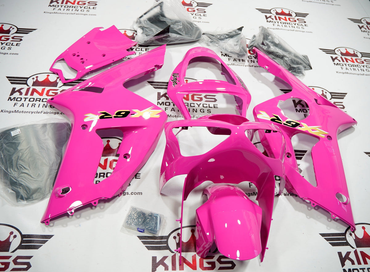 Fairing kit for a Kawasaki ZX6R 636 (2003-2004) Pink, Gold & Black