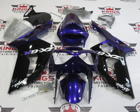 Fairing kit for a Kawasaki ZX6R 636 (2003-2004) Purple, Black & White