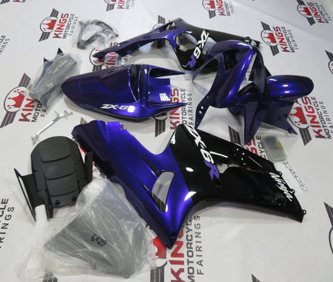 Fairing kit for a Kawasaki ZX6R 636 (2003-2004) Purple, Black & White