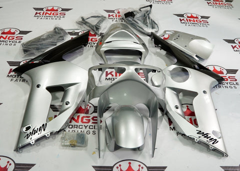 Fairing kit for a Kawasaki ZX6R 636 (2003-2004) Silver & Matte Black