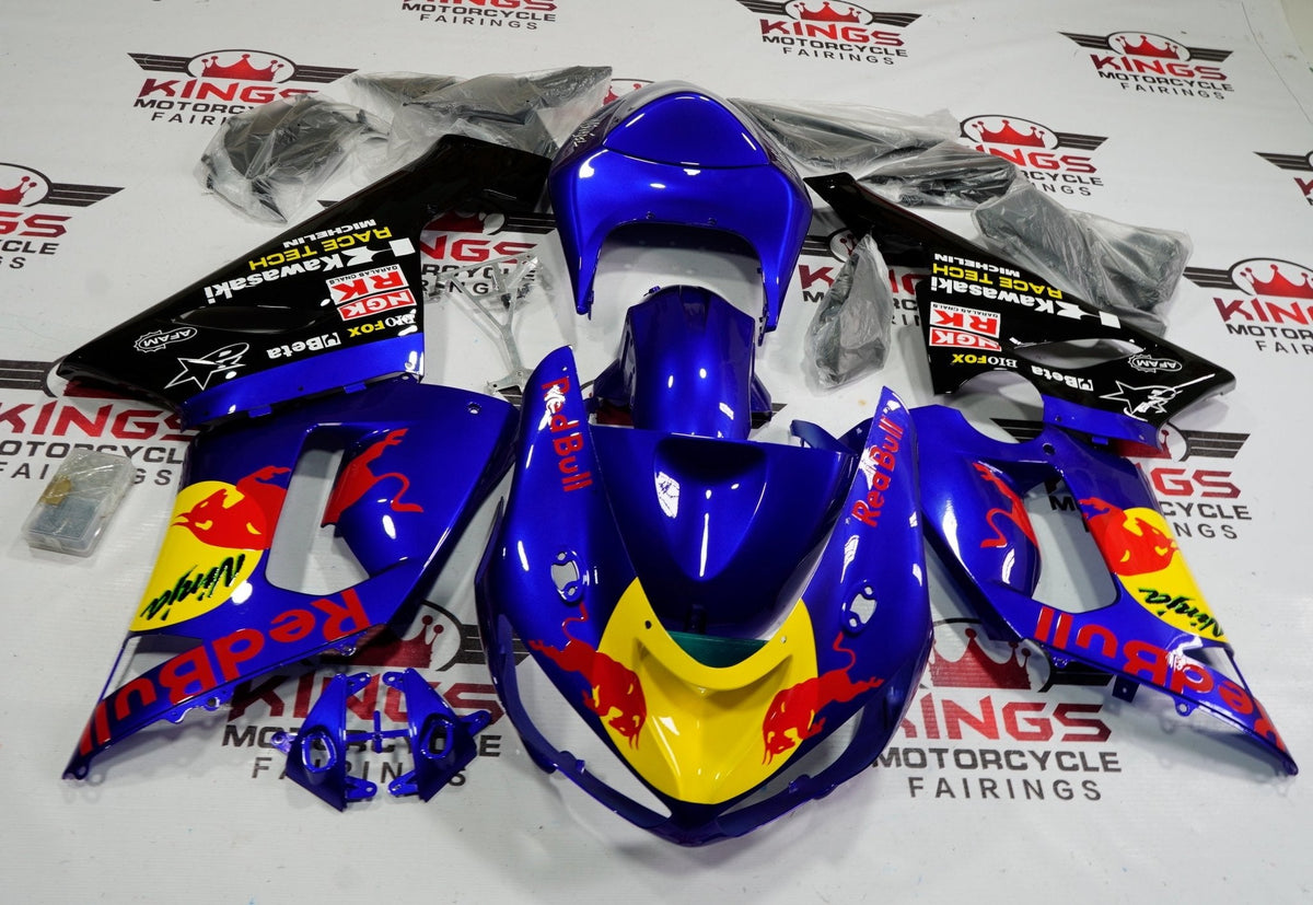 Fairing kit for a Kawasaki ZX6R 636 (2005-2006) Blue Red Bull