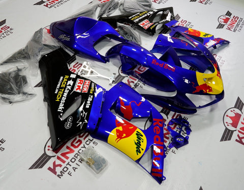 Fairing kit for a Kawasaki ZX6R 636 (2005-2006) Blue Red Bull