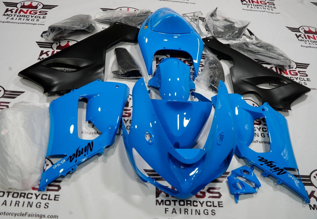 Fairing kit for a Kawasaki ZX6R 636 (2005-2006) Light Blue & Matte Black