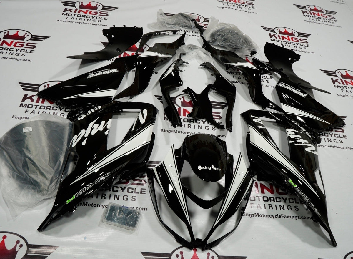 Fairing kit for a Kawasaki ZX6R 636 (2013-2018) Black & White Elf