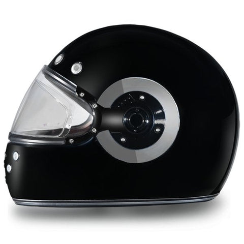 GLOSS BLACK & CHROME DAYTONA RETRO MOTORCYCLE HELMET - R1A