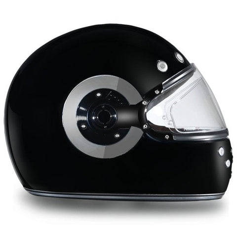 GLOSS BLACK & CHROME DAYTONA RETRO MOTORCYCLE HELMET - R1A