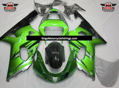 Suzuki GSXR750 (2000-2003) Green, Silver & Black Fairings