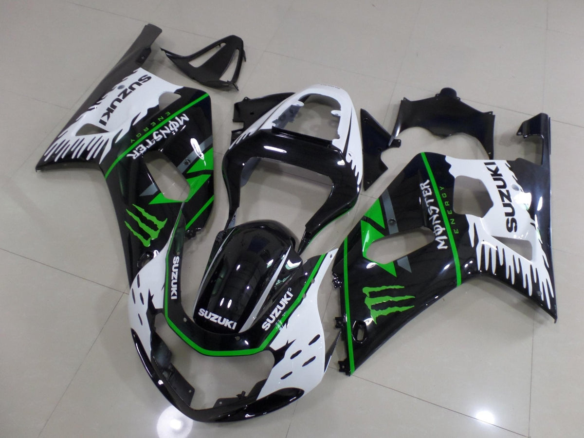 Suzuki GSXR750 (2000-2003) Black, White and Green Fairings