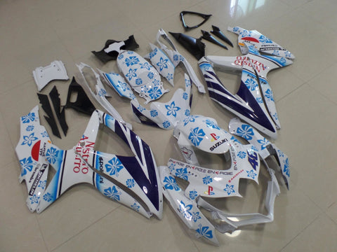 Suzuki GSXR600 (2008-2010) White & Blue Flower Nastro Azurro Fairings