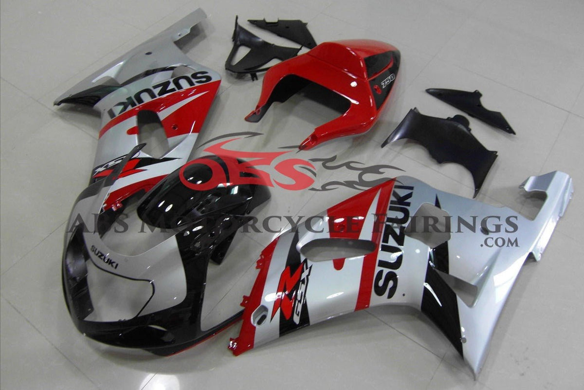 SUZUKI GSXR750 (2000-2003) SILVER, RED & BLACK FAIRINGS