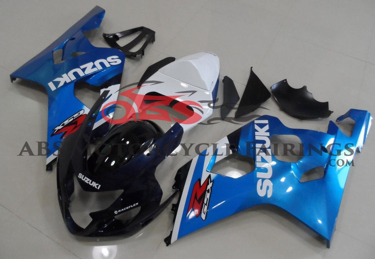 Suzuki GSXR750 (2004-2005) Light Blue, Black & White Fairings