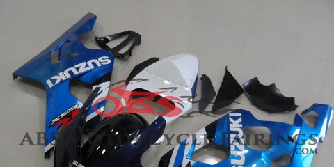 Suzuki GSXR750 (2004-2005) Light Blue, Black & White Fairings