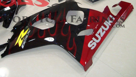 Suzuki GSXR750 (2004-2005) Black & Candy Apple Red Flame Fairings