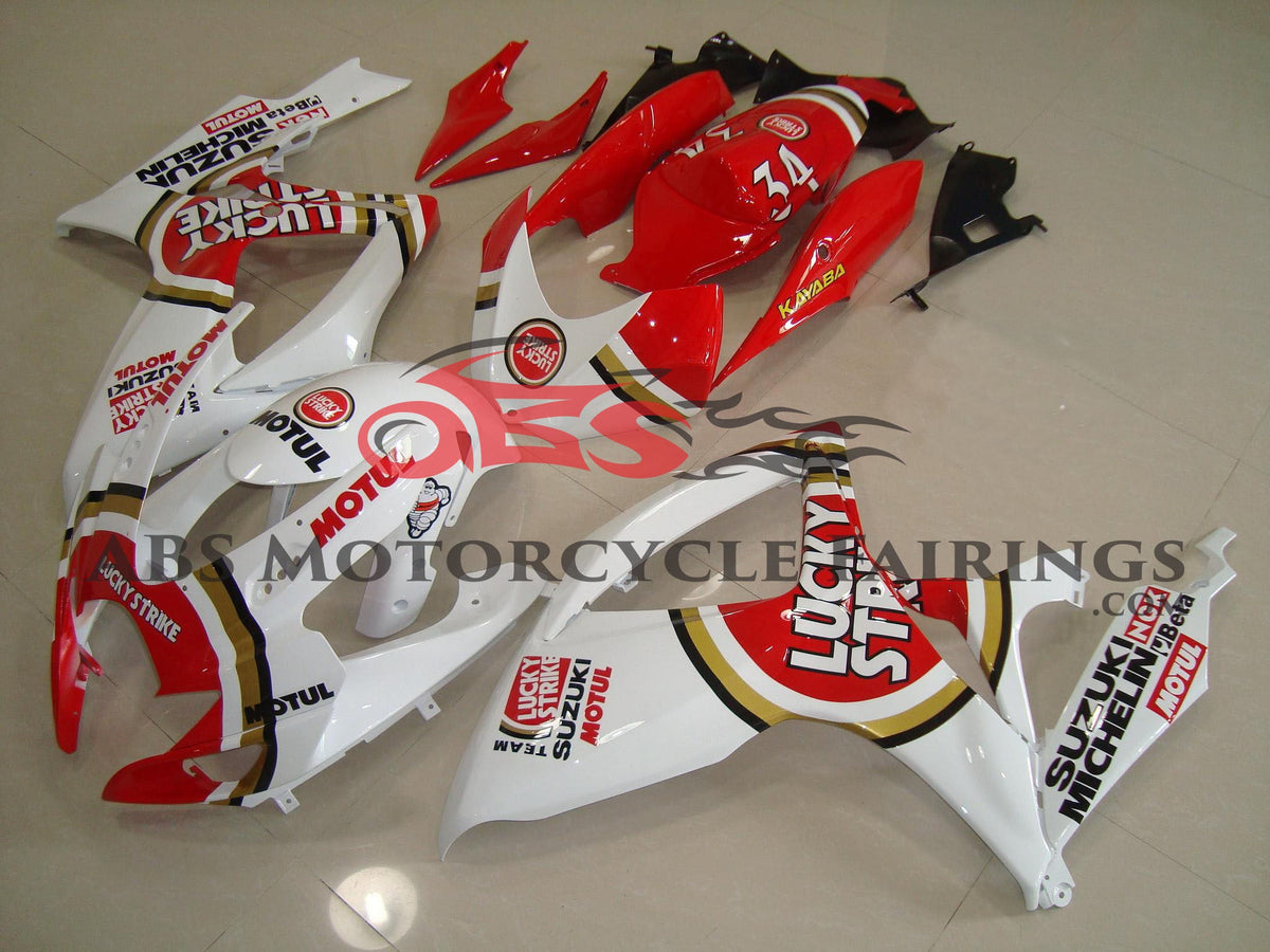 Suzuki GSXR750 (2006-2007) White & Red Lucky Strike Fairings