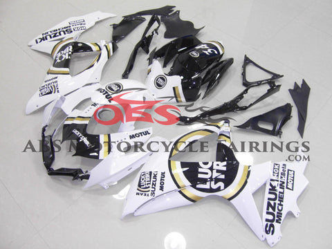 Suzuki GSXR600 (2008-2010) White & Black Lucky Strike Fairings