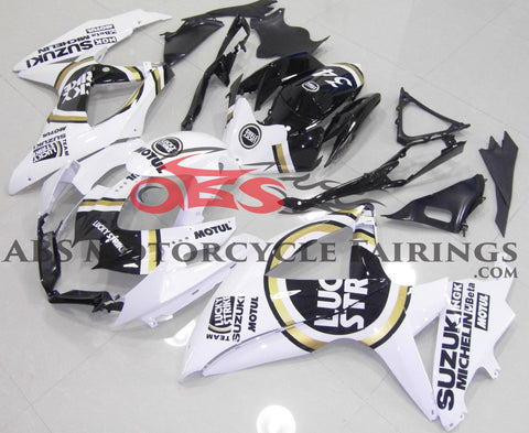 Suzuki GSXR600 (2008-2010) White & Black Lucky Strike Fairings