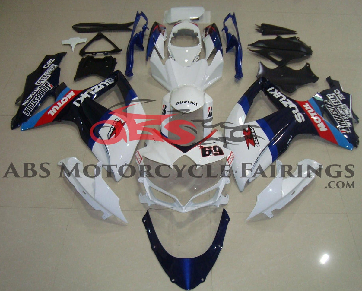 Suzuki GSXR600 (2008-2010) White & Blue #69 Fairings