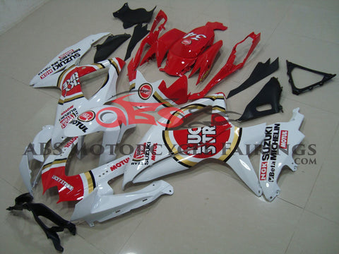 Suzuki GSXR600 (2008-2010) White & Red Lucky Strike Fairings