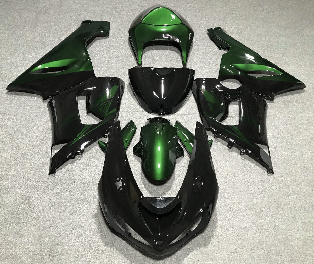 Fairing kit for a Kawasaki ZX6R 636 (2005-2006) Black & Green