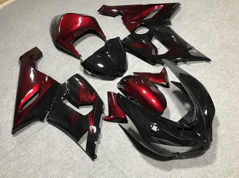 Fairing kit for a Kawasaki ZX6R 636 (2005-2006) Black & Candy Red