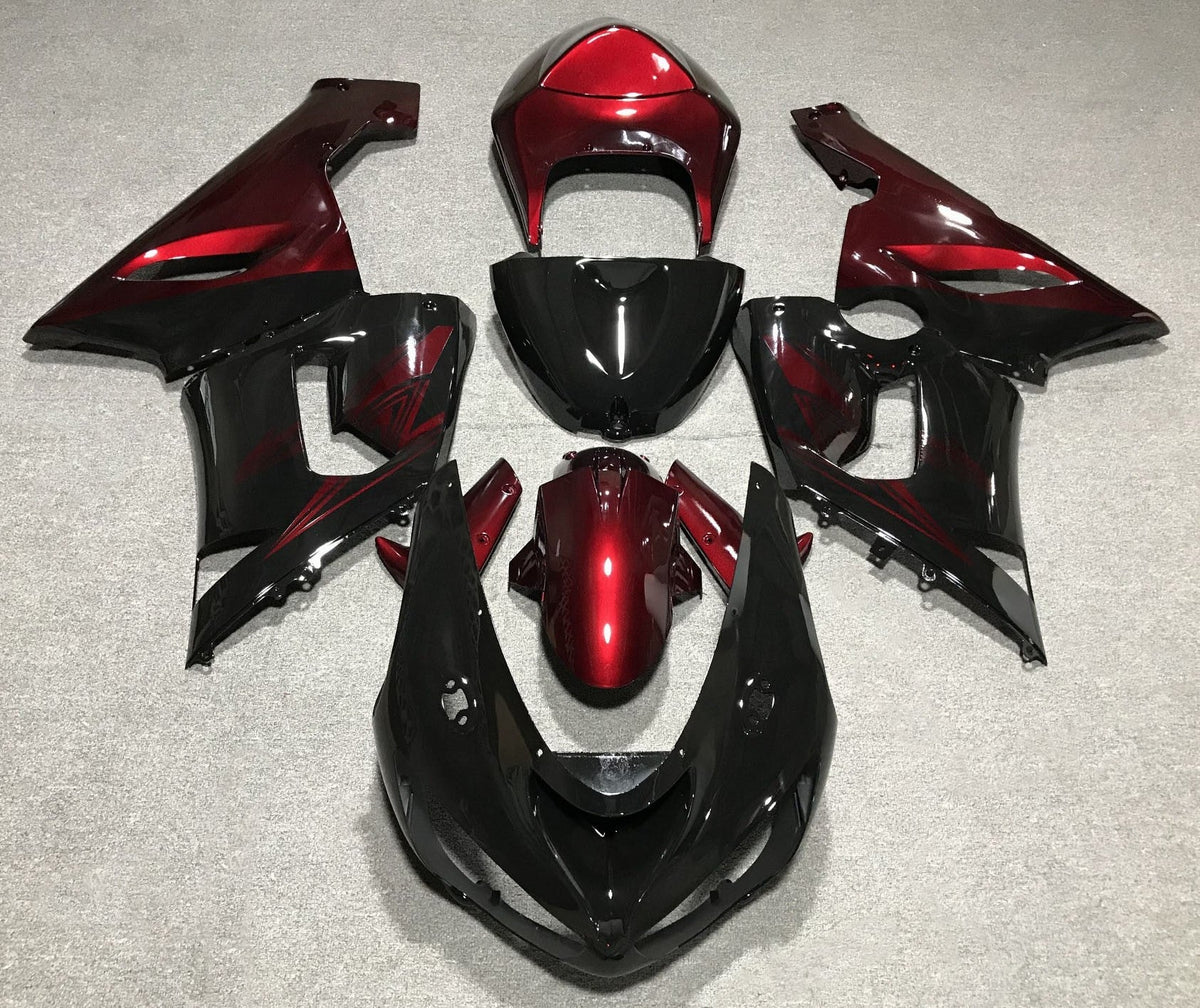 Fairing kit for a Kawasaki ZX6R 636 (2005-2006) Black & Candy Red