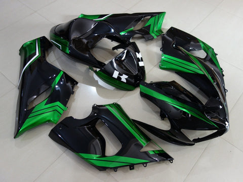 Fairing kit for a Kawasaki ZX6R 636 (2005-2006) Black, Green & White