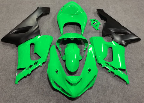 Fairing kit for a Kawasaki ZX6R 636 (2005-2006) Lime Green & Matte Black