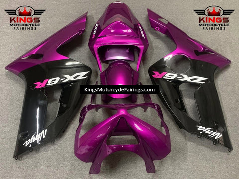 Fairing kit for a Kawasaki ZX6R 636 (2003-2004) Pink, Black & White