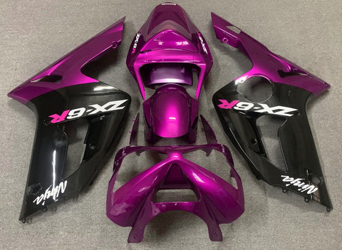 Fairing kit for a Kawasaki ZX6R 636 (2003-2004) Pink, Black & White