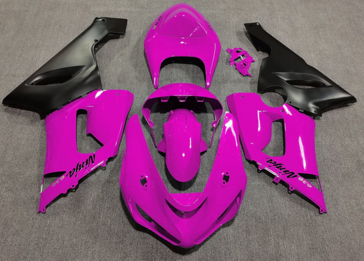 Fairing kit for a Kawasaki ZX6R 636 (2005-2006) Pink & Matte Black